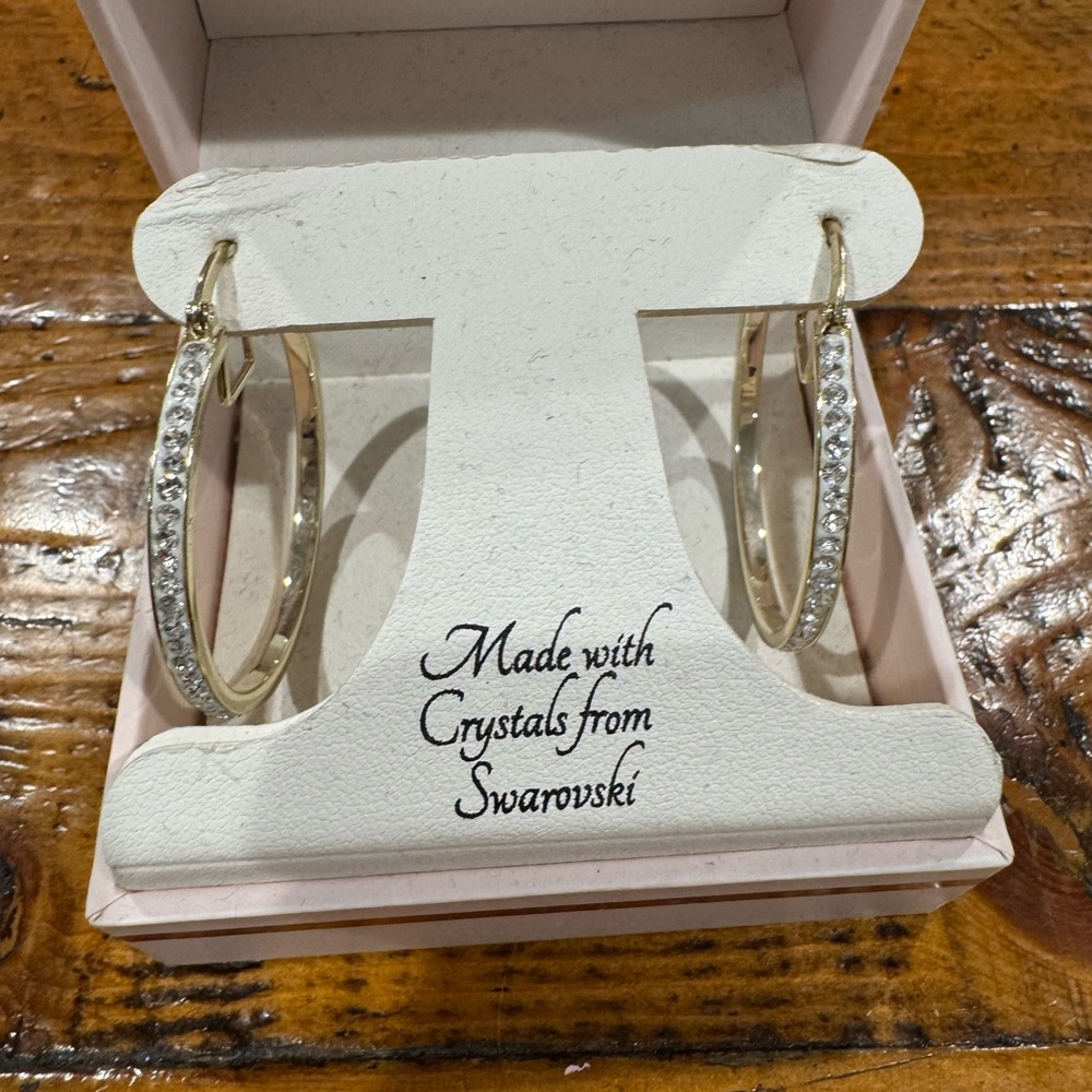 Swarovski Gold and Silver Crystal Hoop Earrings